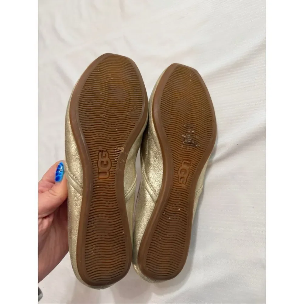 Ugg Metallic Gold Sherpa Lined Ballet Flats Size 7
